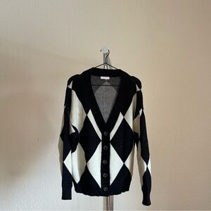 Black & White Argyle Cardigan